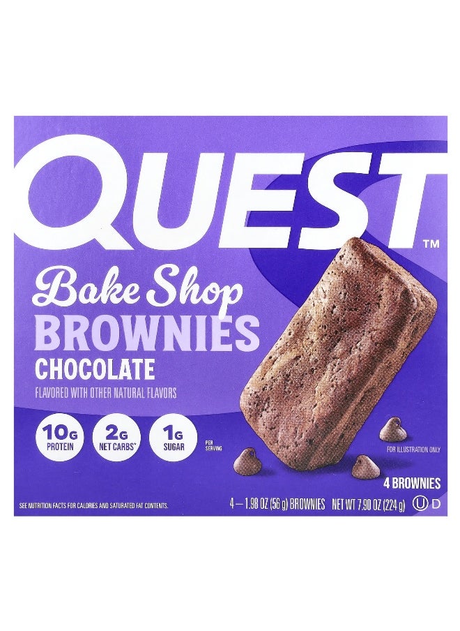 QUEST NUTRITION - Quest Nutrition, Bake Shop Brownies, Chocolate, 4 Brownies, 1.98 oz (56 g) Each - Image 1