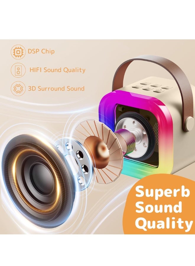 Mini Karaoke Machine for Kids Wireless Speakers, with 2 Mics，Portable Speakers, RGB Lighting Effects, Suitable for Family Gatherings, Birthday Parties, Outdoor Beaches, And Home Karaoke Machines - Image 3