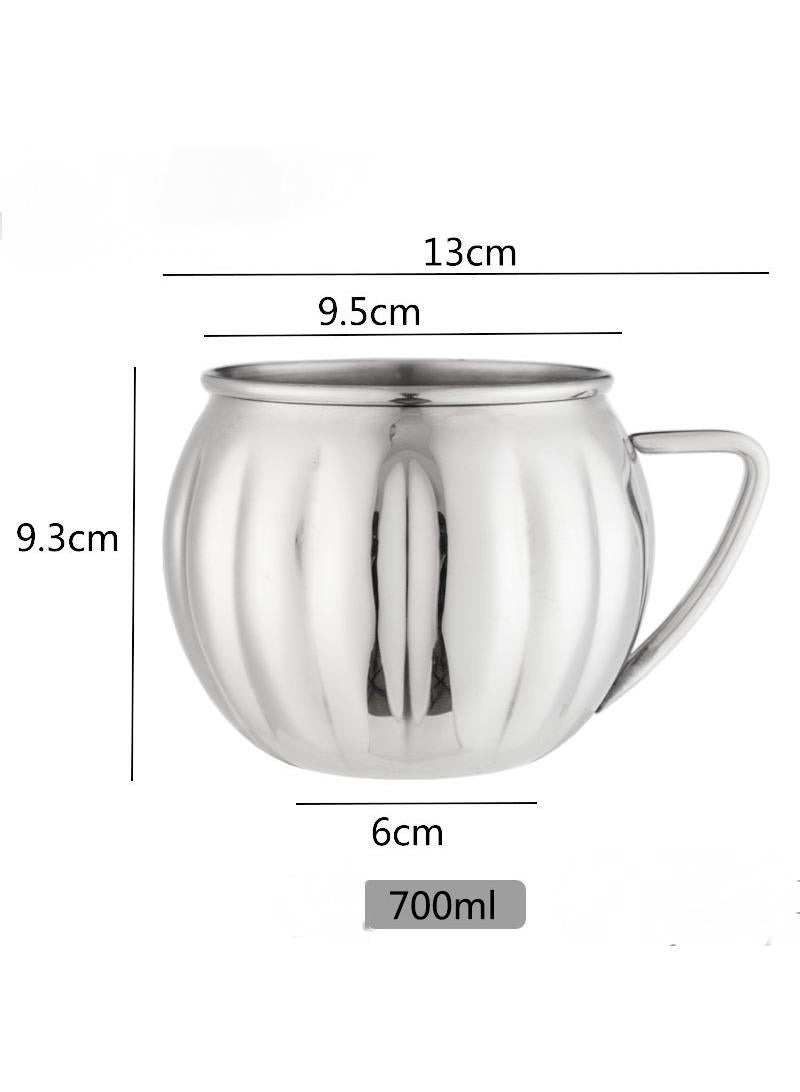 1-Pieces Moscow Mule Cup Stainless Steel Copper Hammered Cups Ice Drinking Cup Silver-C 700ml  - Image 2