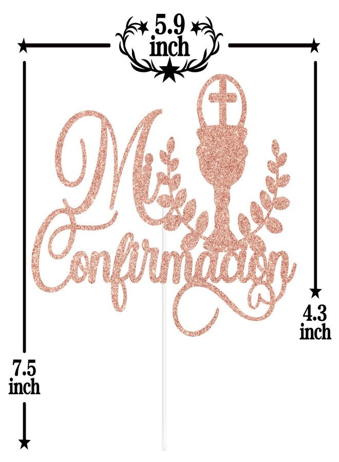 PYBHILK Rose Gold Glitter Mi Confirmacion Cake Topper, Mi Bautizo/God Bless This Child/Blessing On Your Confirmation, Baptism Baby Shower Party Decorations Supplies - Image 2