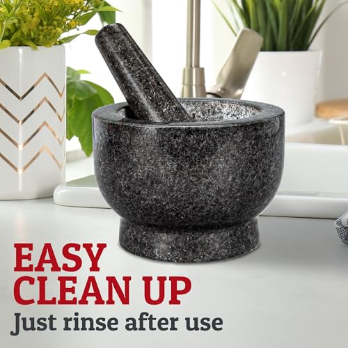 Priority Chef PriorityChef Large Mortar and Pestle Set, 2 Cups, 100% Natural Granite Mortar and Pestle Stone Grinder Bowl, Molcajete Bowl, Avocado Masher Guacamole Bowls, Black - Image 5
