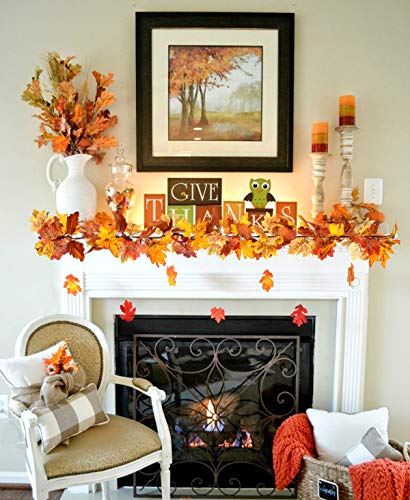 DearHouse 2 Pack Fall Garland Maple Leaf, 5.9Ft/Piece Hanging Vine Garland Artificial Autumn Foliage Garland Thanksgiving Decor for Home Wedding Fireplace Party Christmas (Yellow) - Image 3