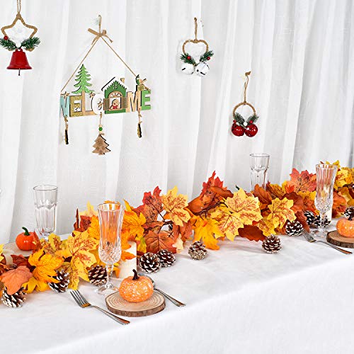 DearHouse 2 Pack Fall Garland Maple Leaf, 5.9Ft/Piece Hanging Vine Garland Artificial Autumn Foliage Garland Thanksgiving Decor for Home Wedding Fireplace Party Christmas (Yellow) - Image 4
