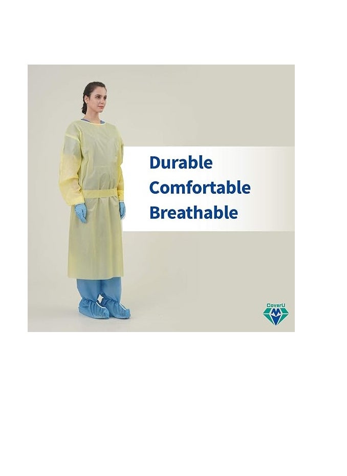 Max Care Isolation Gown 23g, 10 Pack with Knit Cuff, Universal Size, Yellow  - Image 2
