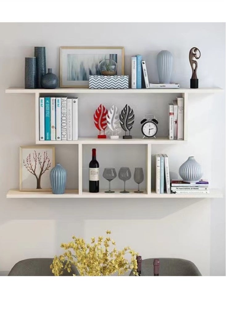 Kutis - 3-Tier Desktop Bookcase Wall-Mounted Display Shelf Storage Rack White 80x15 Centimeter - Image 1