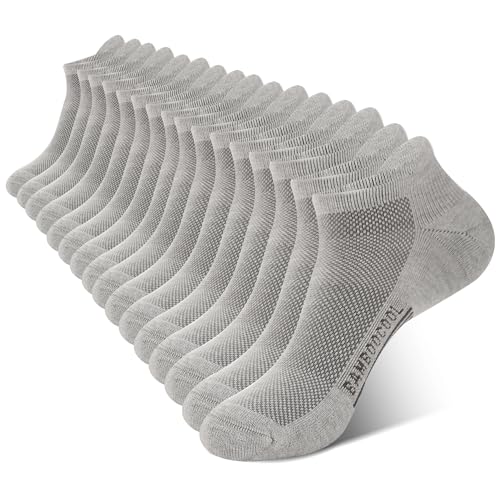 BAMBOO COOL Men's Ankle Socks Athletic Cushioned Moisture Wicking, Running Socks Arch Support Breathable, Heel Tab 8 Pack Grey - Image 1