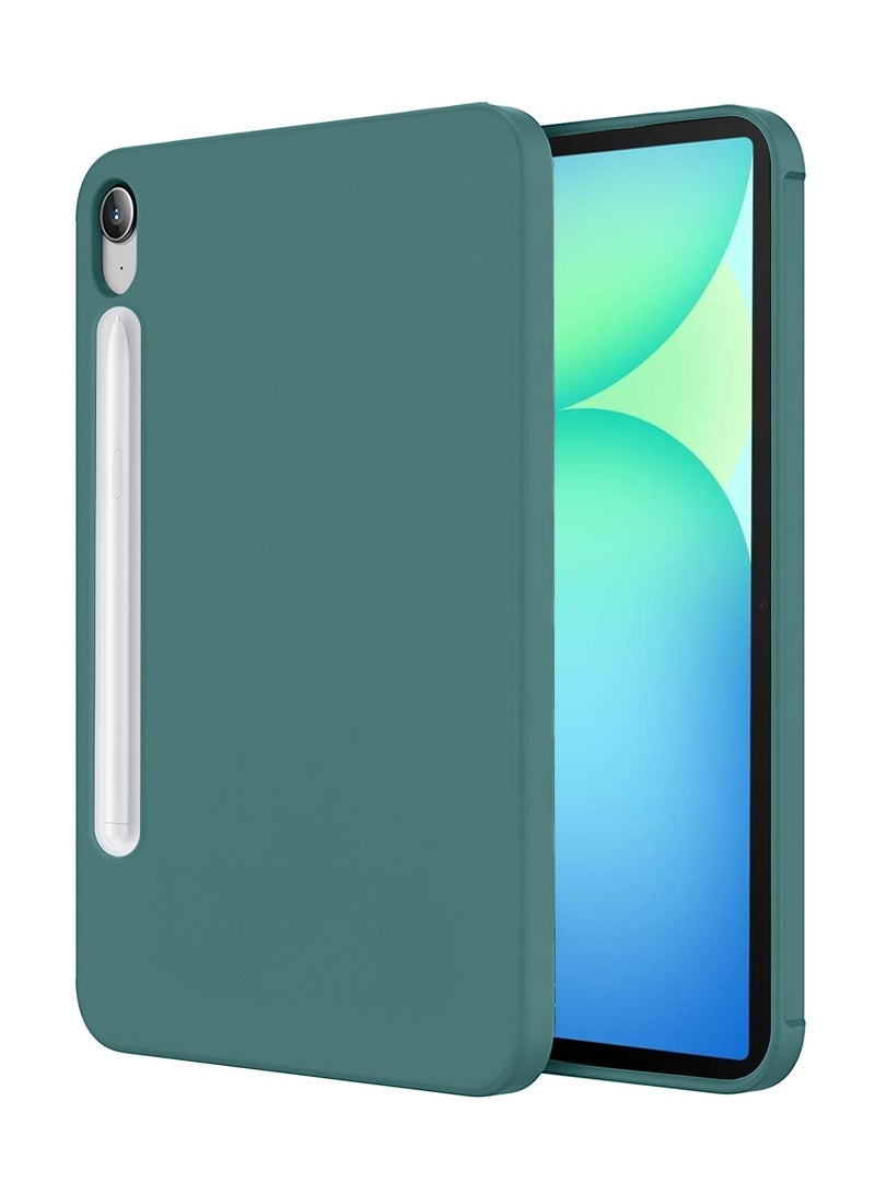 Wtech Samsung Galaxy Tab S10 FE 2025 (10.9 inches) Premium Soft Liquid Silicone Case Cover (MCRPSN) - Dark Green - Image 1