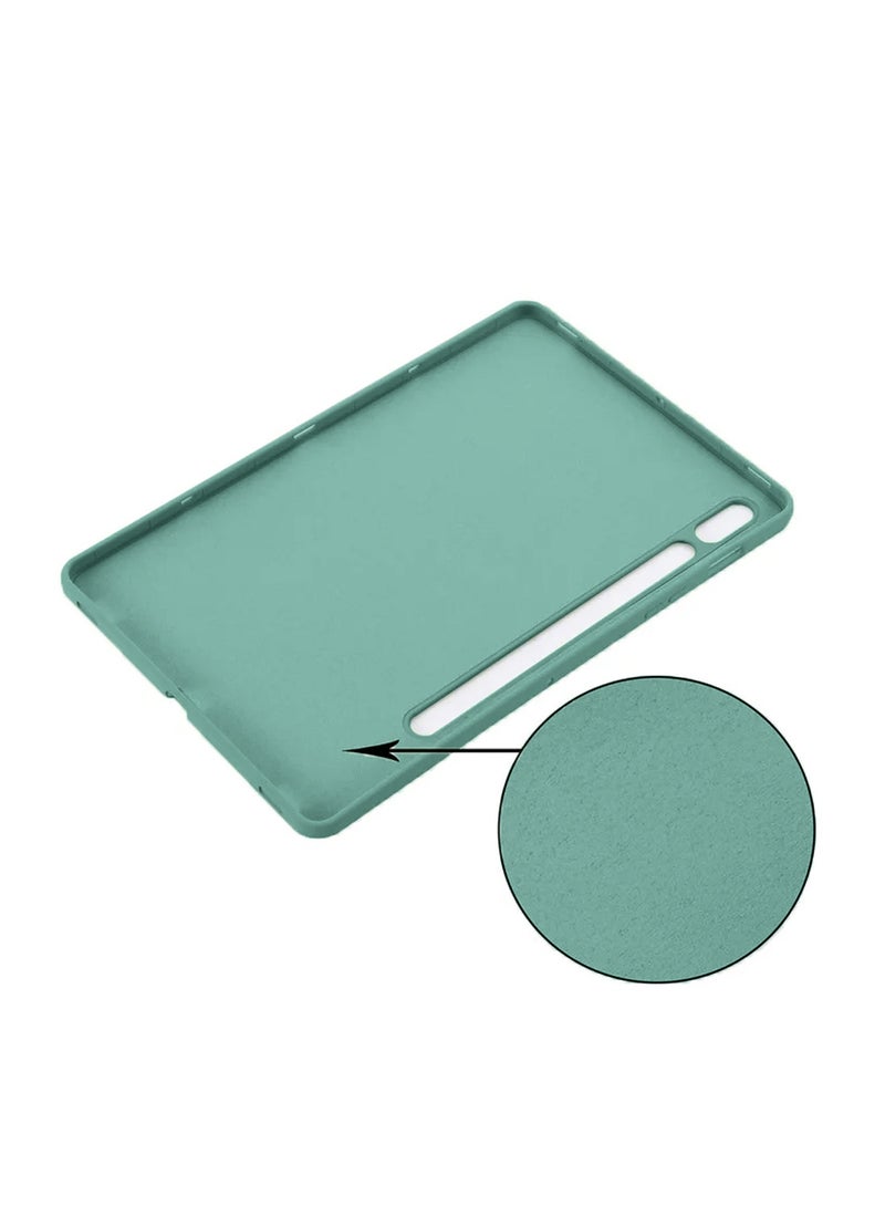 Wtech Samsung Galaxy Tab S10 FE 2025 (10.9 inches) Premium Soft Liquid Silicone Case Cover (MCRPSN) - Dark Green - Image 4