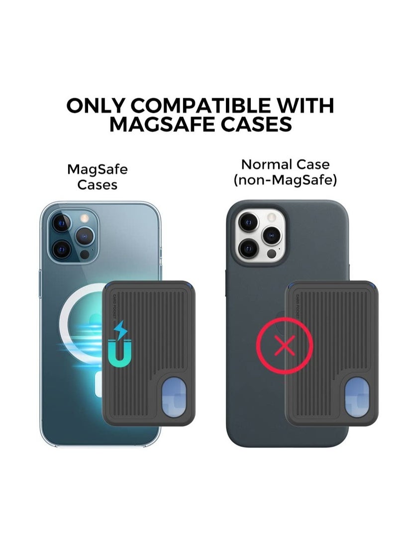 إكسفور مقعد البطاقة على الجزء الخلفي من سلسلة iPhone 12-15 ، محفظة سيليكون مع MagSafe المغناطيسي القوي RFID محمي ، مقعد محفظة البطاقة المغناطيسية متوافق مع سلسلة iPhone 12-15 - Image 2