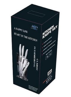 AGD 5-Piece Knives Set With Stand Silver/Black YG-612  - Image 3