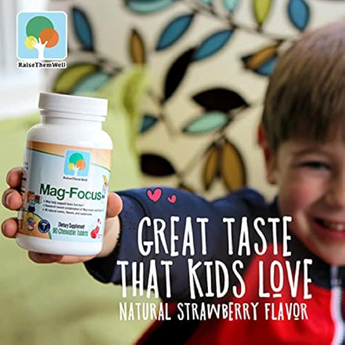 Raise Them Well Magnesium Focus Supplement for Kids | Natural Strawberry Flavored | 90 Chewable Tablets - Image 3