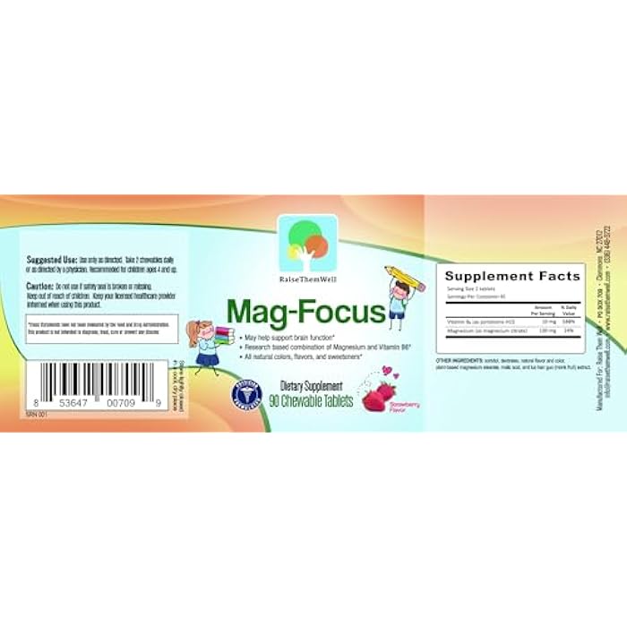 Raise Them Well Magnesium Focus Supplement for Kids | Natural Strawberry Flavored | 90 Chewable Tablets - Image 2