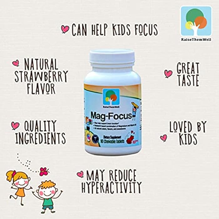 Raise Them Well Magnesium Focus Supplement for Kids | Natural Strawberry Flavored | 90 Chewable Tablets - Image 4