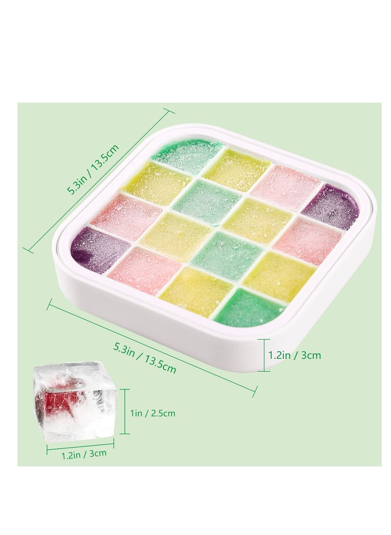 Y&D - Ice Cube Tray, 16 Cell Silicone Mold Trays with Lid, Square Mold, Soft and Easy Release, BPA Free, Stackable Reusable, Used to Make Cubes for Drink - Image 1
