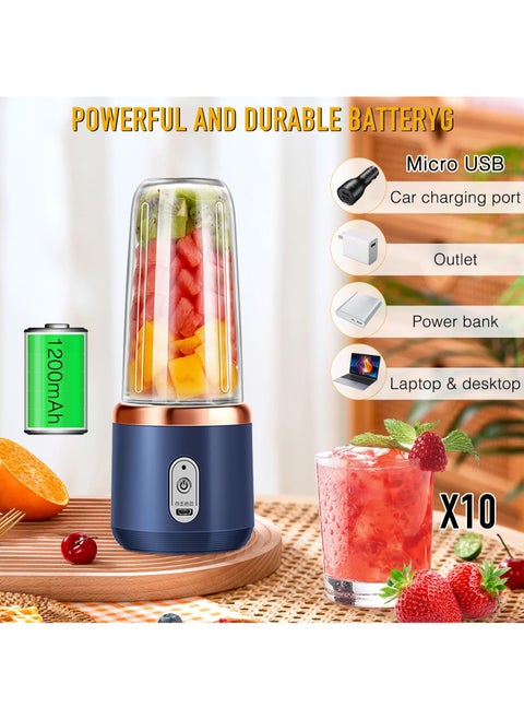 Portable Blender, Blender Juicer Juice Cup Fruit Blender Portable Fruit Cup, USB Rechargeable Personal Size Juice Cup, Personal Blender for Smoothies and Smoothies, 400ml Travel Juice Cup