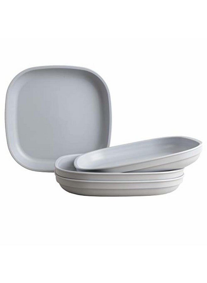 Re-Play Toddler Plates - 32 Oz. Deep-Walled Flat Kids Plates - Dishwasher & Microwave Safe - Made in USA - Set of 4-9" x 9" x 1.25" - Grey - Image 1