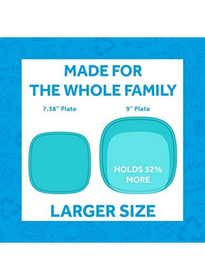 Re-Play Toddler Plates - 32 Oz. Deep-Walled Flat Kids Plates - Dishwasher & Microwave Safe - Made in USA - Set of 4-9" x 9" x 1.25" - Grey - Image 3