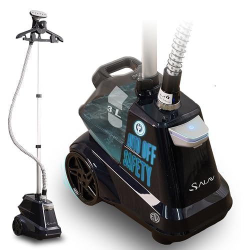 SALAV Commercial-Grade Standing Garment Steamer for Clothes with Auto-Off Safety 1800W Powerful Steam X-Large 3L Water Tank, 90-Min Continuous Use, Pedal-Control System, Beeps when Out of Water, Navy - Image 1
