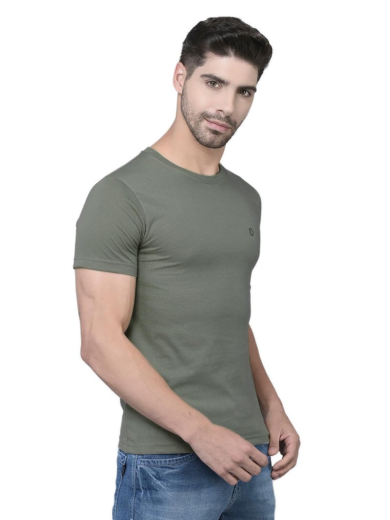 Dollar Super Combed Cotton Mens Solid T-Shirt(8909141271435_MLTSH-01-SPGRN-PO1_L) - Image 3