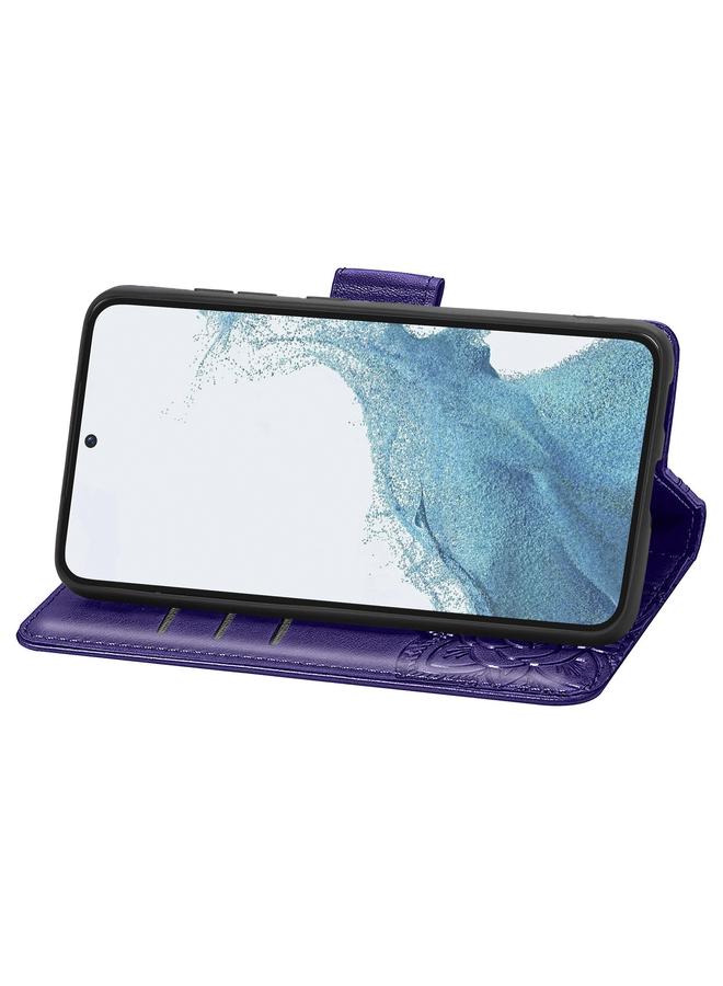 اس-توب جراب لهاتف Samsung Galaxy S23 Ultra 5G جراب هاتف من الجلد المنقوش بنقشة زهور الحب على شكل فراشة - Image 4