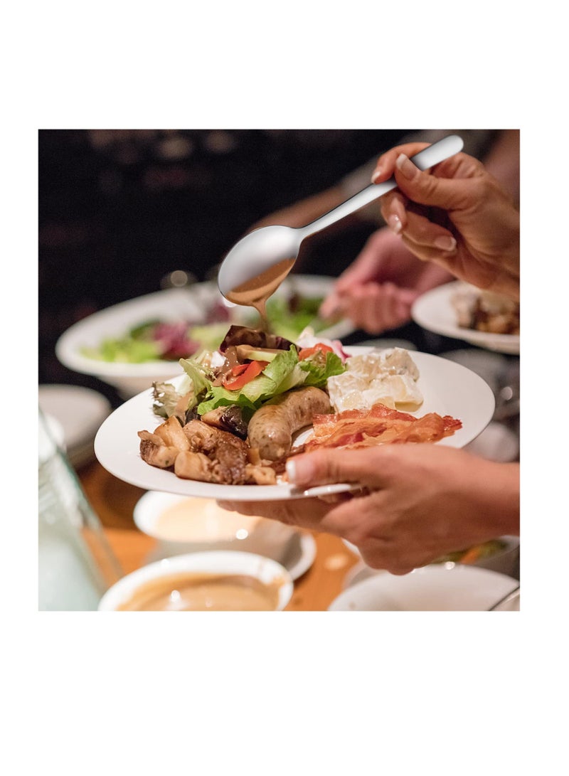 NIBEMINENT Restaurant Catering Serving Utensils, Advanced Performance Skimmer Perforated, Stainless Steel Spoons Set, for Buffet Can Banquet Cooking Kitchen x2, Slotted x2 - Image 3