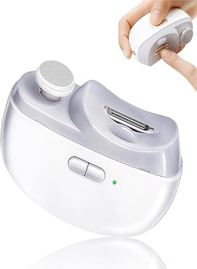 SIGNAXO مقص أظافر كهربائي SIGNAXO | مقص أظافر قابل لإعادة الشحن 2 في 1 مع ضوء LED ومبرد أظافر | آلة قص أظافر أوتوماتيكية للبالغين والأطفال والرضع | أداة عناية ذكية للمنزل - Image 1