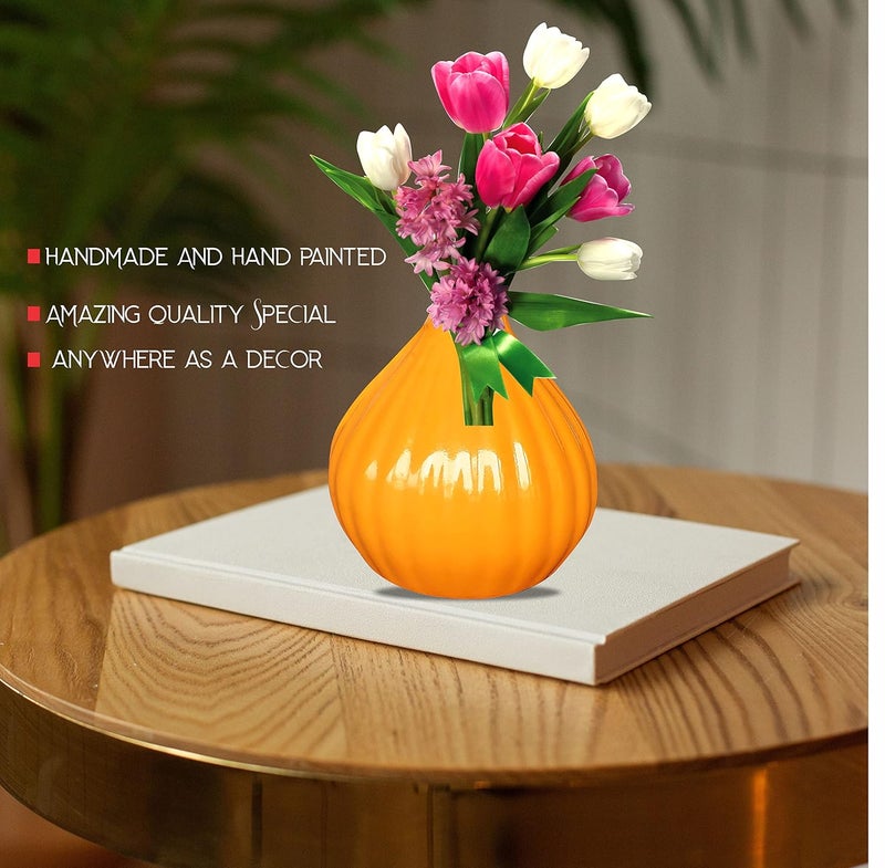 Pure Source India Ceramic Flower Vase, 1 Piece, Yellow - Image 2