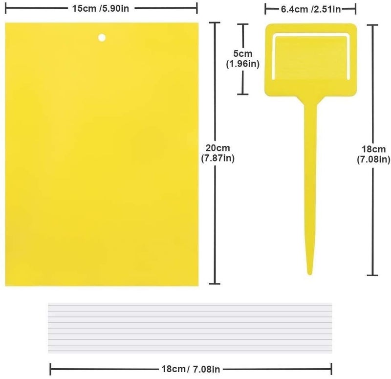 Gideal 20-Pack Dual-Sided Yellow Sticky Traps for Flying Plant Insect Such as Fungus Gnats, Whiteflies, Aphids, Leafminers,Thrips - (6x8 Inches, Included 20pcs Twist Ties) - Image 2