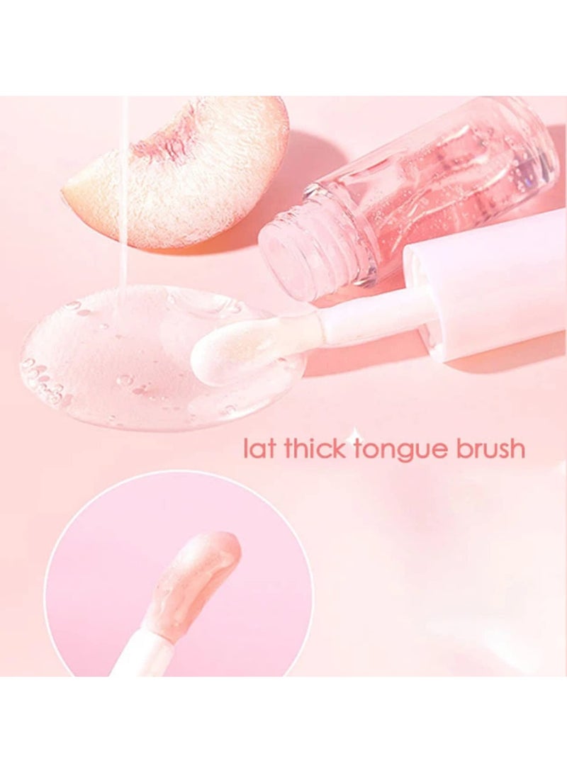 SYOSI 2 Pcs Fruity Flavors Lip Glosses, Long-Lasting Moisturizing Lip Glow Transparent Lip Oil Strawberry and Peach Flavors Lip Care Lip Balm - Image 5