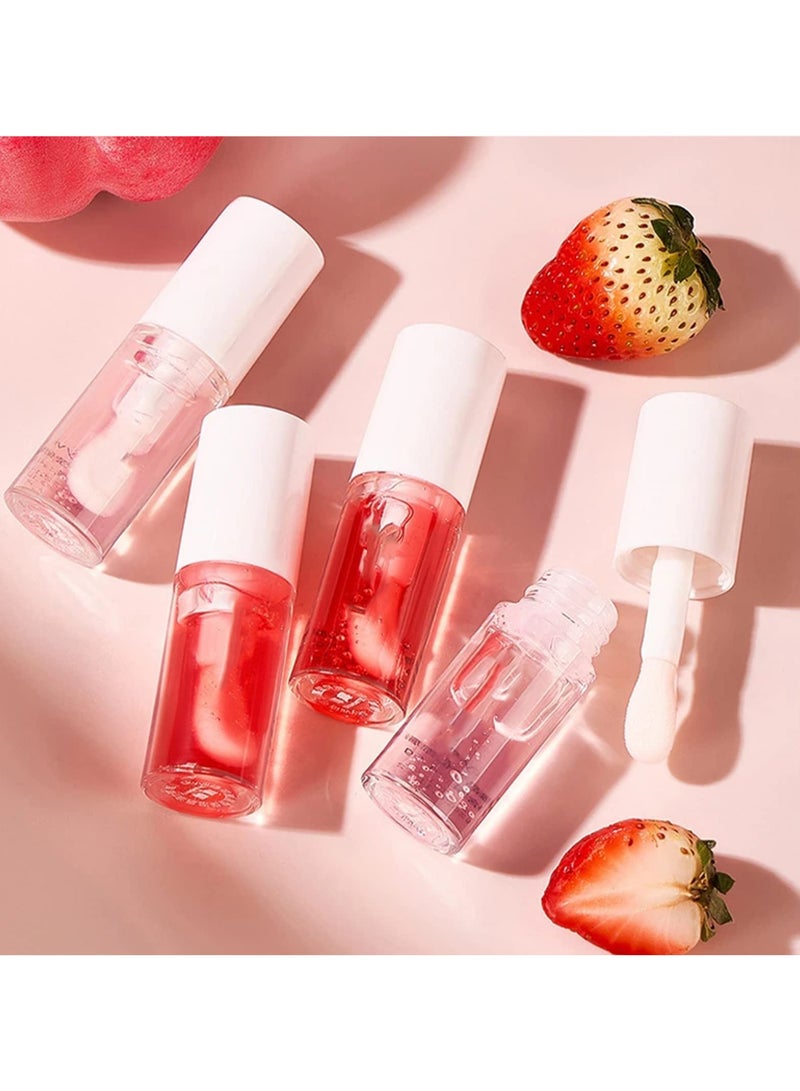 SYOSI 2 Pcs Fruity Flavors Lip Glosses, Long-Lasting Moisturizing Lip Glow Transparent Lip Oil Strawberry and Peach Flavors Lip Care Lip Balm - Image 4