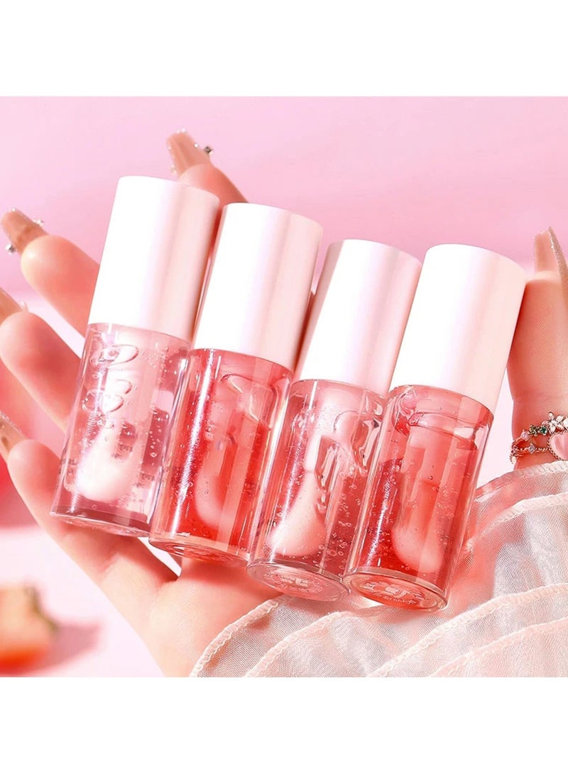 SYOSI 2 Pcs Fruity Flavors Lip Glosses, Long-Lasting Moisturizing Lip Glow Transparent Lip Oil Strawberry and Peach Flavors Lip Care Lip Balm - Image 2
