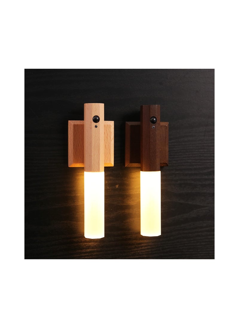 Motion Sensor Light Indoor, Stick on Motion Wall Light Wooden Wall Sconce Wooden LED Wall Sconce Indoor Rechargeable Wooden Wall Light for Hallway, Stair, Closet, Shelf, Bathroom, Kitchen - Image 5