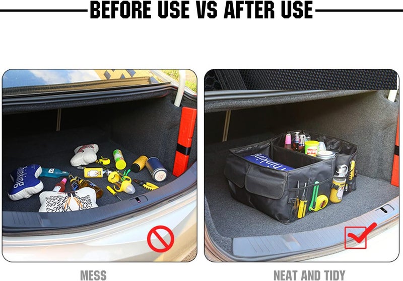 POSICHE Car Cargo Trunk Storage Organizer with 3 Compartment, Collapsible Cargo Storage Container with Handle, Multi Compartments with Foldable for SUV Auto Truck Van with Adjustable Straps, Black - Image 5