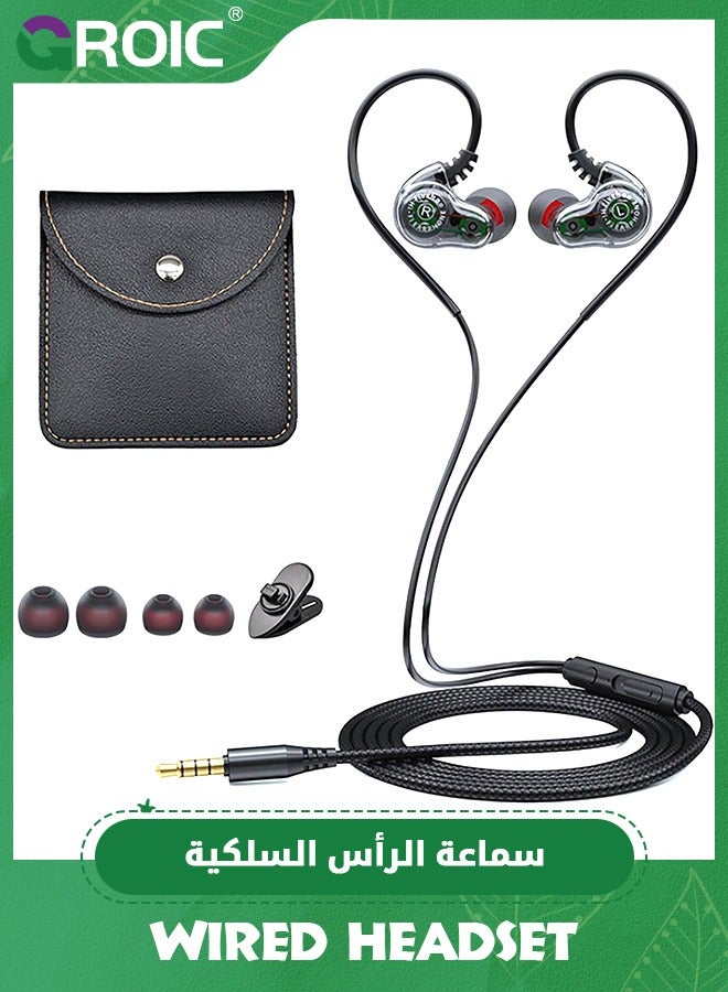 GROIC Wired Sports Earbuds with Earhooks, Dual Driver Extra Bass Stereo Corded Earphones with Mic, Small Headphones with 3.5mm Jack 1.2m Cord  - Image 1