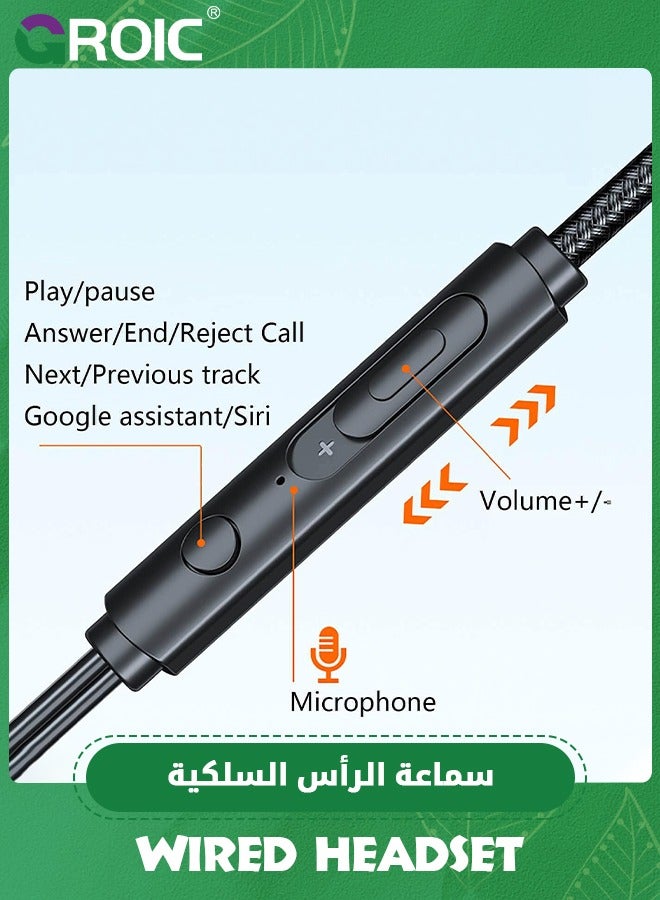 GROIC Wired Sports Earbuds with Earhooks, Dual Driver Extra Bass Stereo Corded Earphones with Mic, Small Headphones with 3.5mm Jack 1.2m Cord  - Image 3