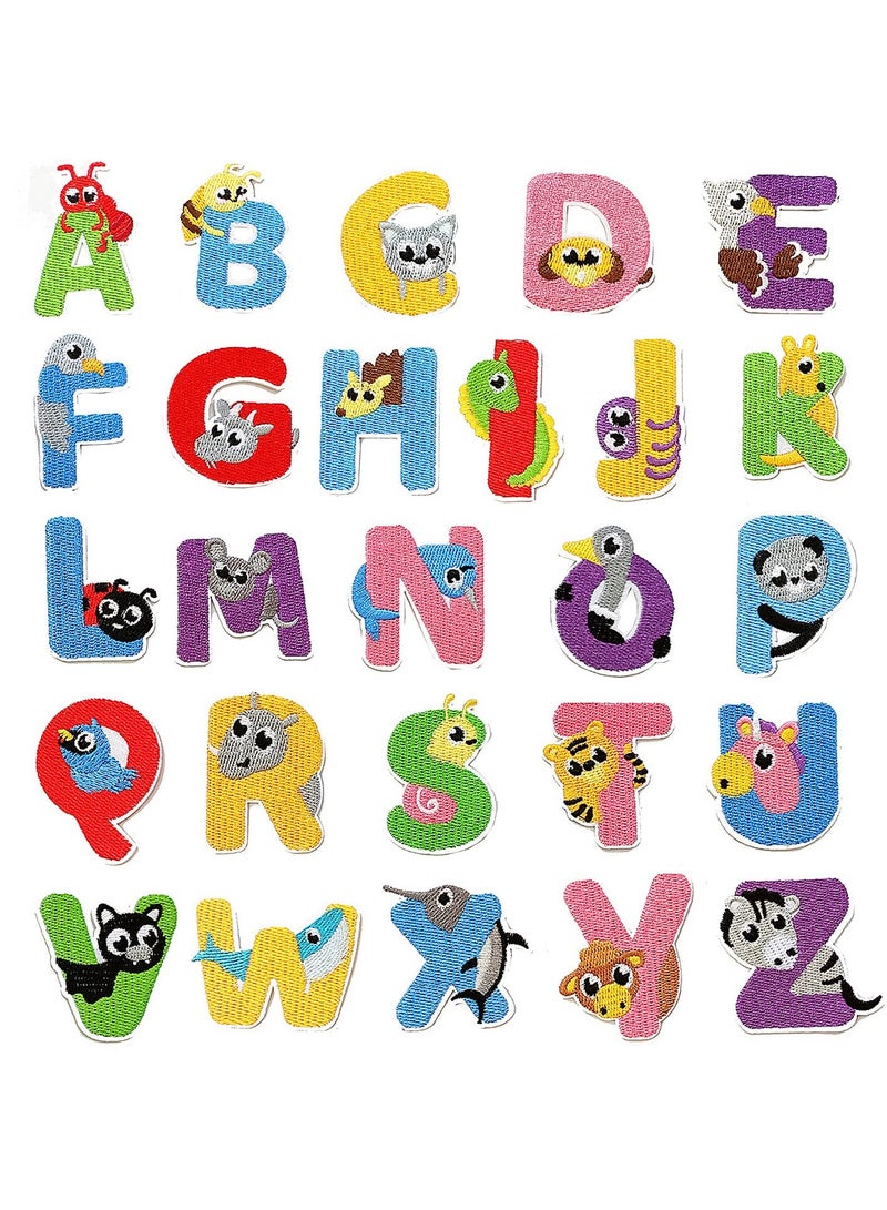 KASTWAVE Iron On Letter Patches, 2 Sets (52 Pieces) A-Z Lovely Embroidery Alphabet Patches for Kids Clothing Backpacks - Image 1