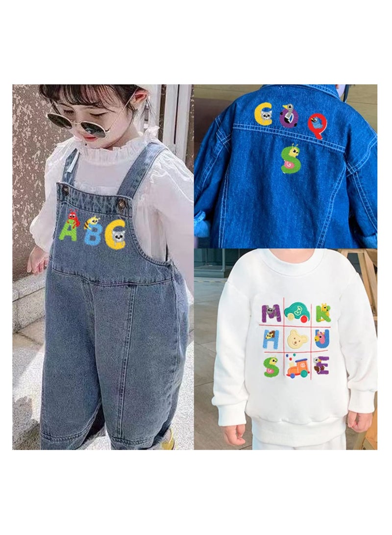 KASTWAVE Iron On Letter Patches, 2 Sets (52 Pieces) A-Z Lovely Embroidery Alphabet Patches for Kids Clothing Backpacks - Image 4