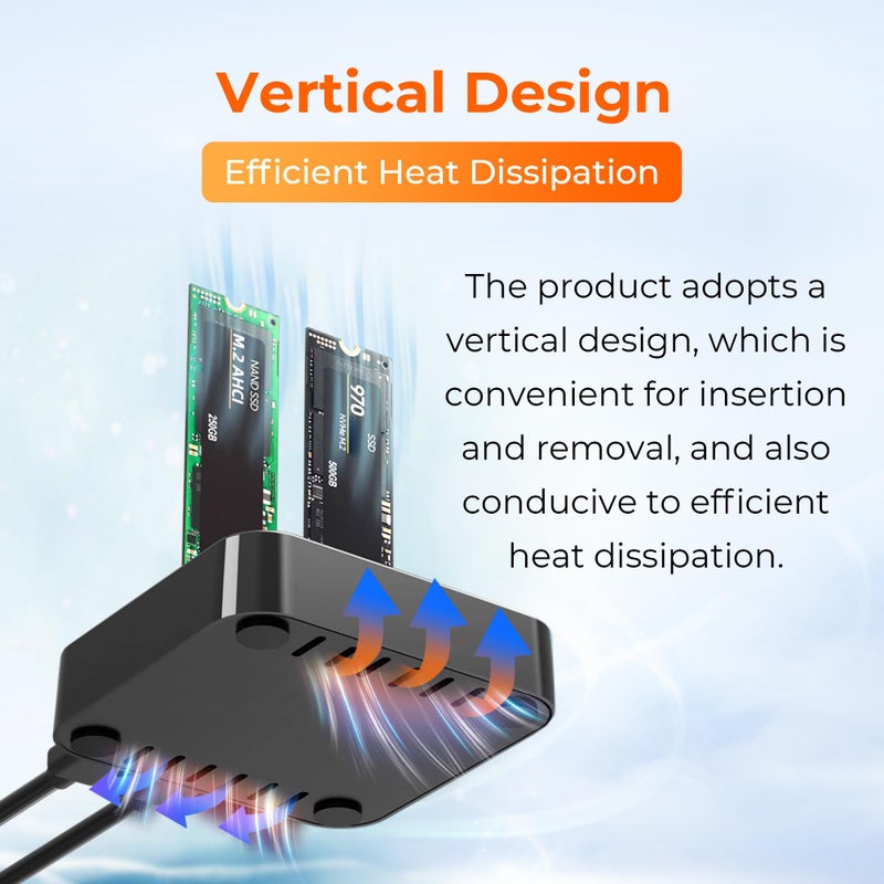 Rosewill Cloner, M.2 Duplicator Dual Bay Enclosure, Tool-Free 20Gbps USB3.2 Gen 2X2 to USB Adapter M.2 Docking Station for M Key PCIE Reader Supports Offline Clone-RS-N2-CL - Image 3