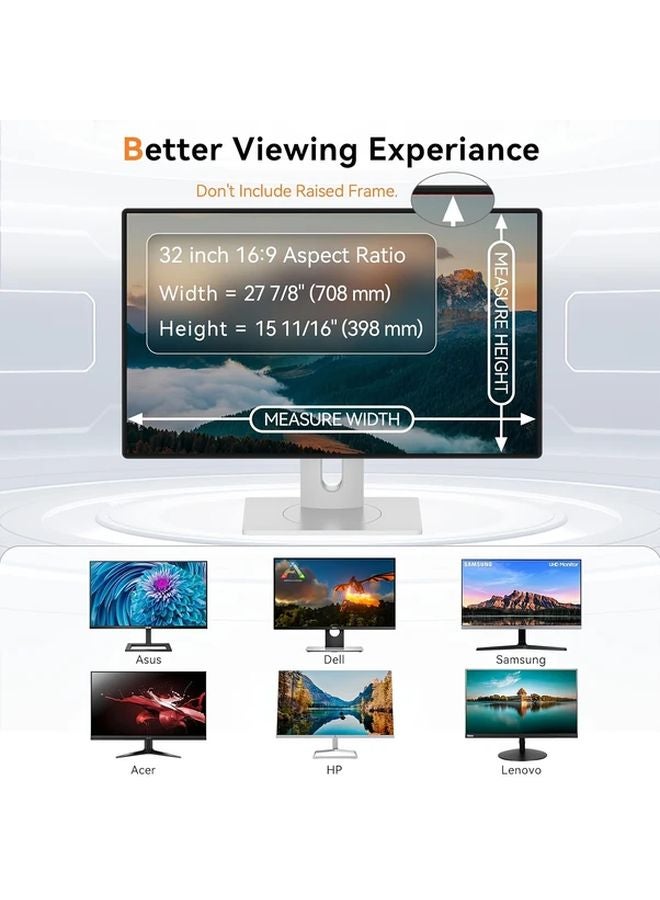 32 Inch Privacy Screen Protector Anti Glare Blue Light Blocking Removable Anti Spy Filter - Image 3