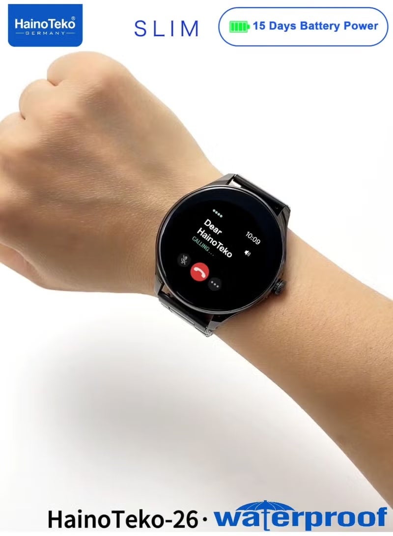 Haino Teko Ultra-Slim Waterproof Smartwatch with Brilliant AMOLED Display, Bluetooth Calling, 15-Day Battery Life, Advanced Health & Fitness Tracking, Heart Rate & Sleep Monitoring, 3 Interchangeable Straps – Stylish Silver Smartwatch for Men, Perfect for Work, Sports, Travel, and Daily Use - Image 4