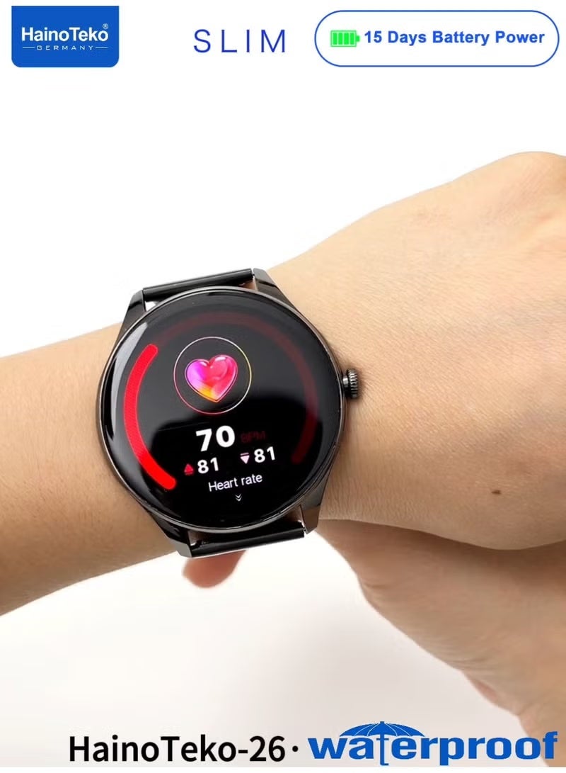 Haino Teko Ultra-Slim Waterproof Smartwatch with Brilliant AMOLED Display, Bluetooth Calling, 15-Day Battery Life, Advanced Health & Fitness Tracking, Heart Rate & Sleep Monitoring, 3 Interchangeable Straps – Stylish Silver Smartwatch for Men, Perfect for Work, Sports, Travel, and Daily Use - Image 3