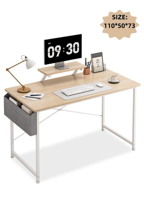 Computer Desk Home Office Writing Study Desk Modern Simple Style Laptop Table With Storage Bag and  Monitor Stand  ，110 *50*73cm