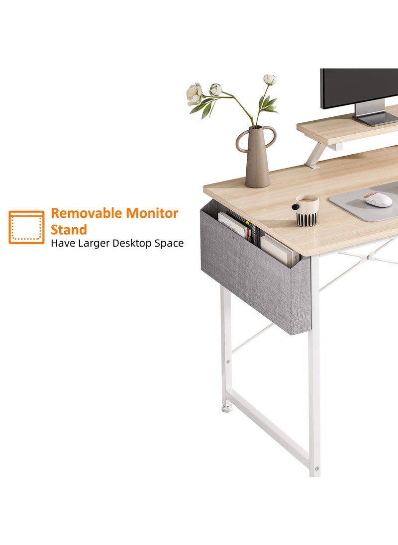 Lafulaifu - Computer Desk Home Office Writing Study Desk Modern Simple Style Laptop Table With Storage Bag and  Monitor Stand  ，110 *50*73cm - Image 1
