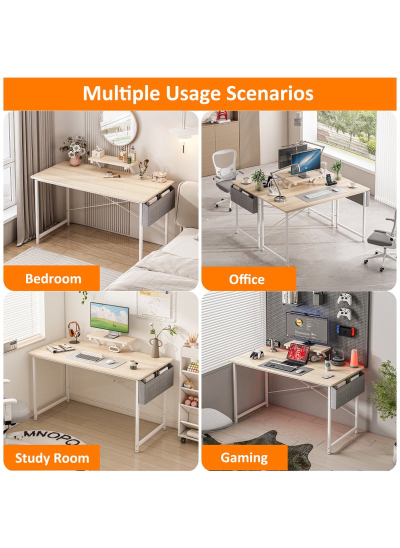 Lafulaifu - Computer Desk Home Office Writing Study Desk Modern Simple Style Laptop Table With Storage Bag and  Monitor Stand  ，110 *50*73cm - Image 1