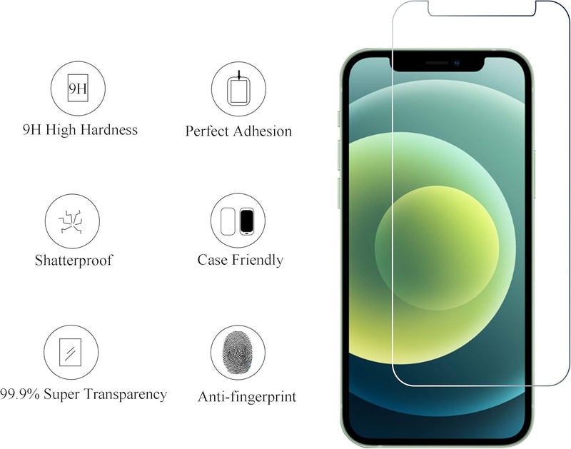 Ailun 2 Pack Screen Protector for iPhone 12 Mini [5.4 inch] with 2 Pack Camera Lens Protector,Tempered Glass Film,[9H Hardness]-HD - Image 2