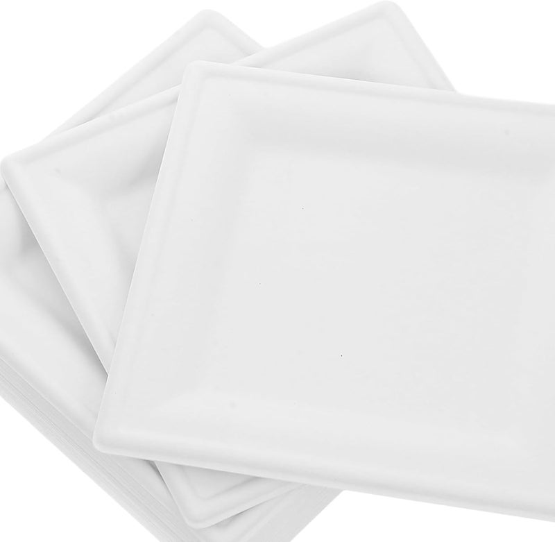 50pcs Disposable Paper Plates 8-inch Thickened White Square Party Food Plates Multi-function Cake Trays for Outdoor Picnic and Bbq - Image 3