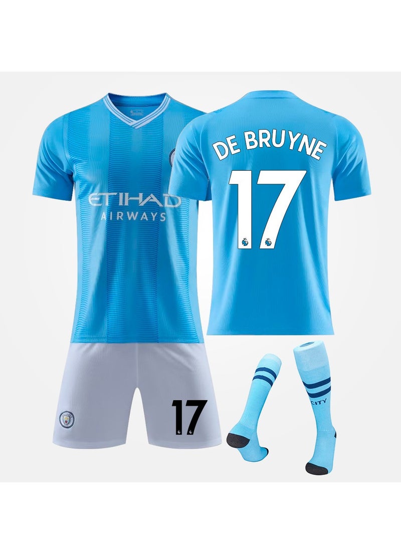 M MIAOYAN De Bruyne Manchester City Football Club Children's Football Jersey Set with Socks  - Image 1
