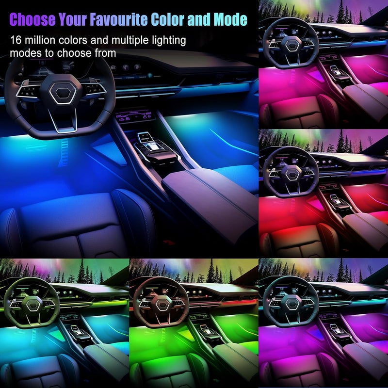 ضوء داخلي ذكي للسيارة من هوناليا مع التحكم بالتطبيق RGB، شريط ضوء داخلي LED للسيارة مع مزامنة الموسيقى وتغيير الألوان لشريط ضوء صلب، أضواء نيون جوية للسيارات وسيارات الدفع الرباعي والشاحنات للنساء والرجال والأصدقاء، DC 12V - Image 2