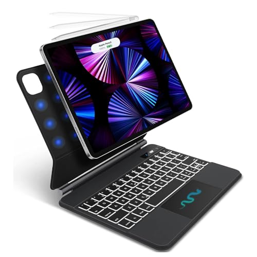 Concept Kart iPad Magic Magnetic Keyboard Case for Apple iPad Air 11 inch (M2), 5th/ 4th Gen 10.9" & iPad Pro 11 inch (4th Gen), Floating Cantilever Design, 3 level Backlit, Large Multi Gesture Touchpad, Bluetooth - Image 1