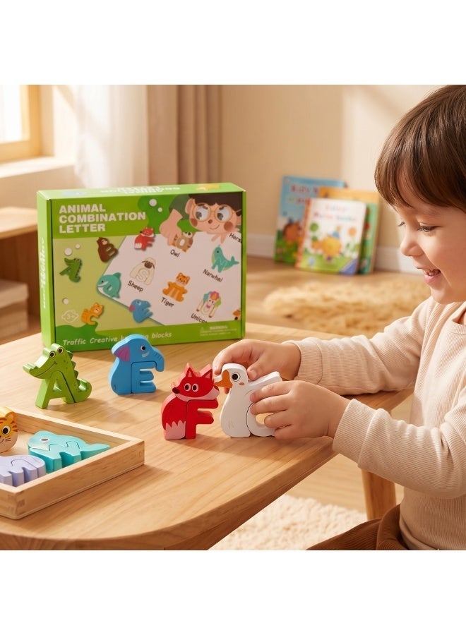 Wooden Alphabet Puzzle for Kids – Animal ABC Learning Toy, Montessori Educational Blocks for Toddlers 3-5 Years - Image 4